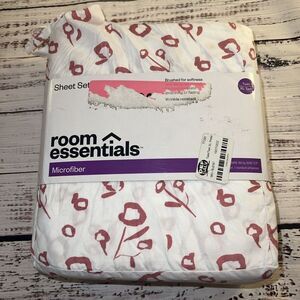Room Essentials Microfiber Bed Sheet Set Twin/Twin XL Floral 3 Piece Bedroom NEW